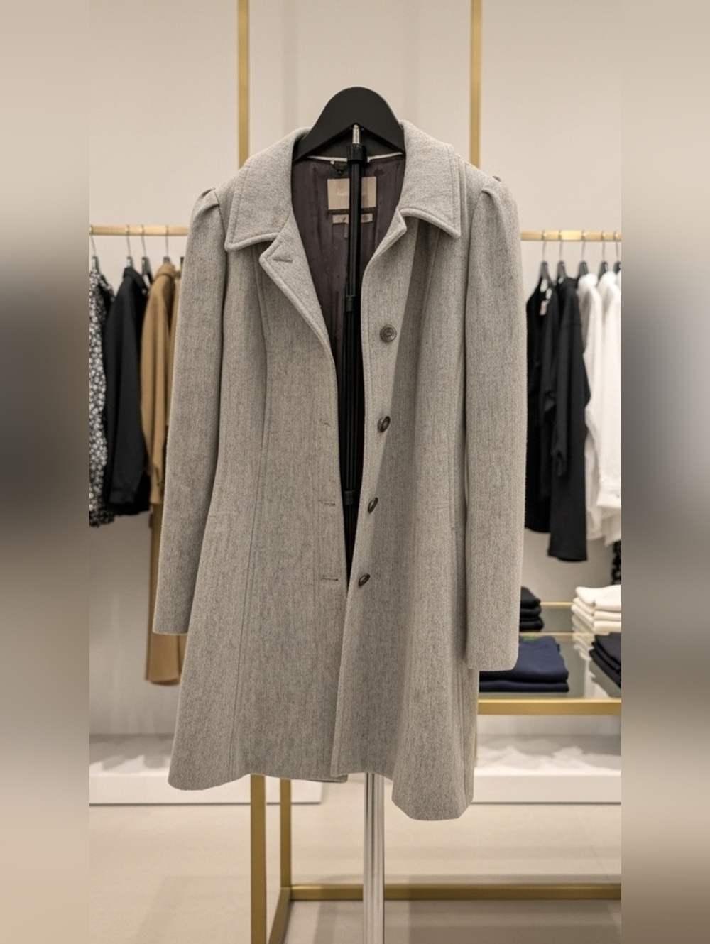 Banana Republic Wool Blend Coat Women’s Medium Belted Gray Long Jacket